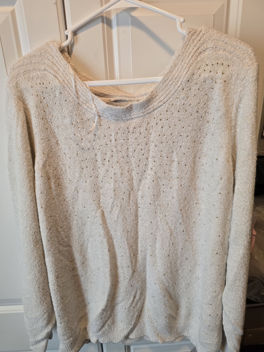 Cream Sparkle Crewneck Sweater